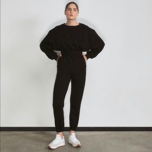 Comfy Black jogger set cotton winter crop sweater sweatshirt